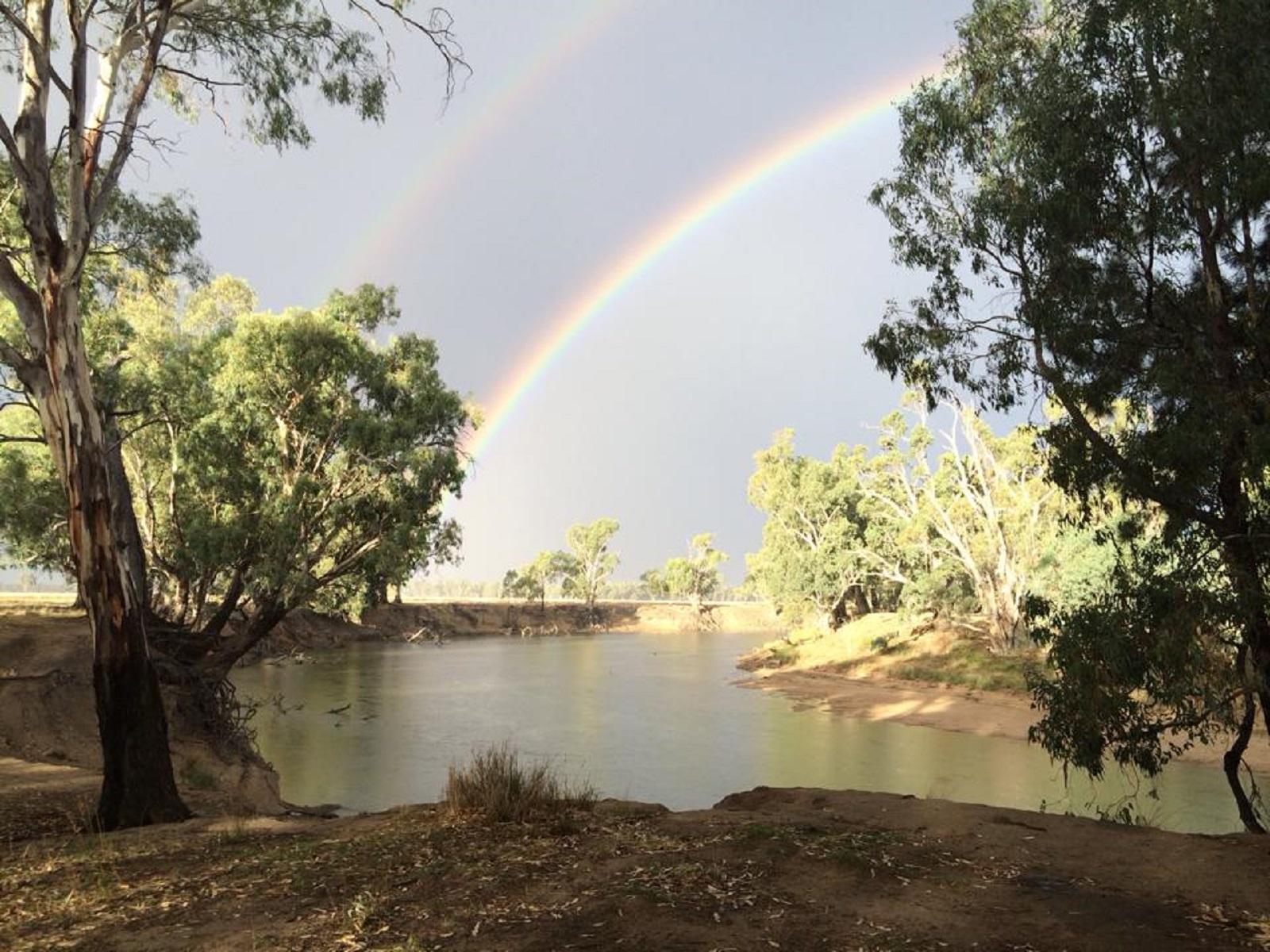 A rainbow over the Bland Shire Wetlands