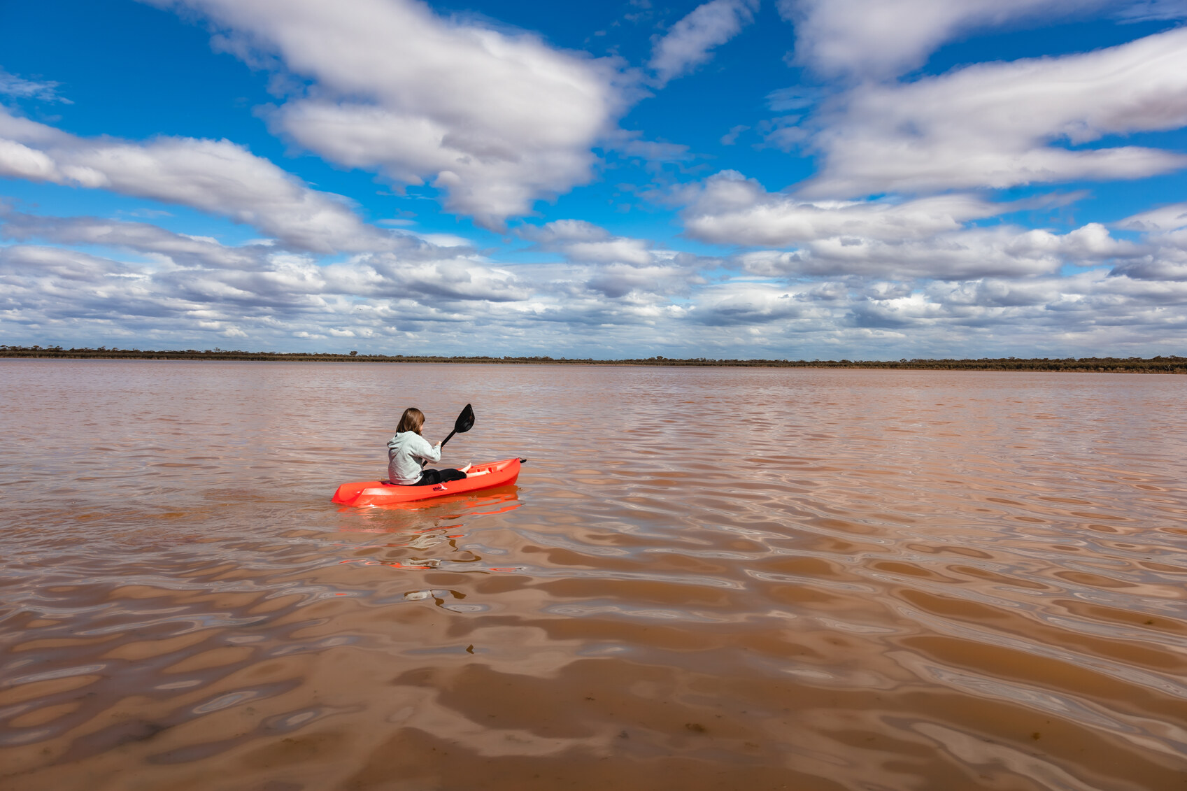 Kayak on Rowles Lagoon near Coolgardie when water levels are high