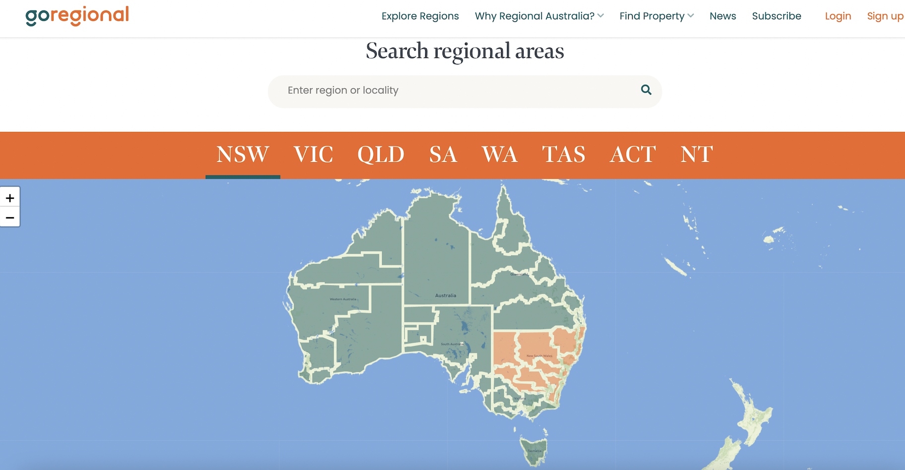 A graphic image of the GoRegional interactive map